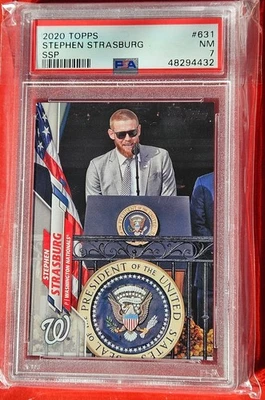 Tarjeta rara Topps Stephen Strasburg SSP #631 2020 PSA 7 Nationals Foto 1 de 2