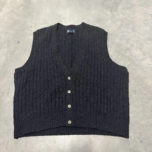 Vintage Lands’ End 100% Wool Vest Men’s Large 42-44 Dark Gray - Picture 1 of 5