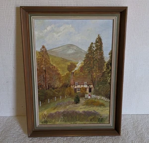 Dipinto olio su tavola vintage cornice in legno dimensioni 16 x 12 in - Foto 1 di 19