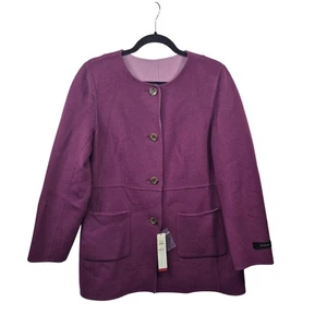 Abrigo Talbots Mujer 10 Morado Mezcla Lana Chaquetón Doble Cara Botones Reversibles - Imagen 1 de 15