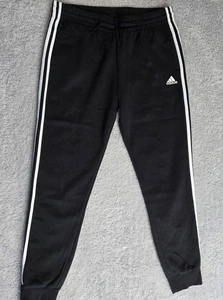 Adidas Joggers Mens Large Black Three Stripes Athletic Sweatpants Logo Lined - Picture 1 of 7