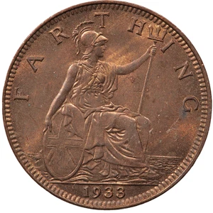 1933 KÖNIG GEORGE V FARTHING MÜNZE GLÄNZEND - Bild 1 von 2