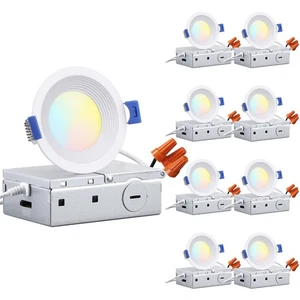 8-Pack 3" 5CCT LED Recessed Light with J-Box, Anti-Glare, CRI90, Dimmable - Picture 1 of 7