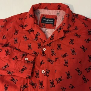 Psycho Bunny Pajama Shirt Men’s S Small Red All Over Print Lounge Sleepwear Top - Picture 1 of 7