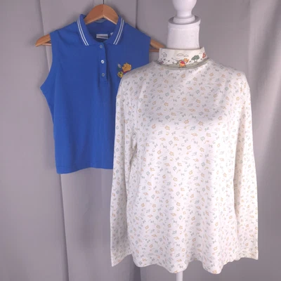 Disney Winnie the Pooh Top Mujer M L Polo Cuello Alto Lote de 2 De Colección Años 90 Foto 1 de 4