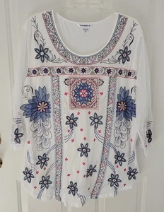 NYGARD Embroidered Tulle Top Tunic Blouse White Lined Women’s Plus Size 3X - Picture 1 of 6