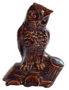 Vintage Brown Ceramic Horned Owl Ornamental MCM Mid Century Retro Kitsch Decor - Picture 1 of 4