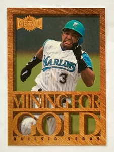 1996 Fleer Skybox Metal Universe Quilvio Veras Mining For Gold Insert Marlins - Bild 1 von 2