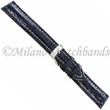 18mm Bros Navy Genuine Crocodile with White Stitching Padded Watch Band 2020