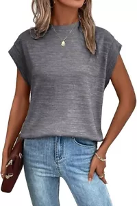 Milumia Women's Casual Cap Short Sleeve T Shirt Dressy Office Work Top L Size - Picture 1 of 6