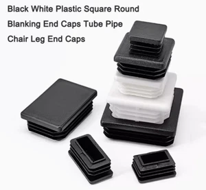 Black White Plastic Square Blanking End Caps Tube Pipe Inserts Plug Bung  - Picture 1 of 69