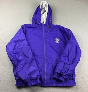University Of Hartford Jacket Mens Medium Purple Nylon Lined Full Zip Hooded - Picture 1 of 8