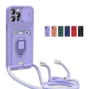 Lanyard Phone Case for iPhone 15 14 13 12 11 Pro Max XS XR 7 8 Plus Wallet Cover - Picture 1 of 16