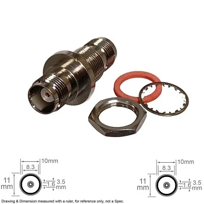 Coax RF Antenna Adapter Connector Converter TNC Female Panel Mount w/ Washer Nut - Image 1 of 3