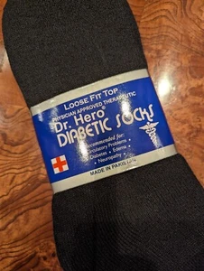 3 Pairs Dr. Hero Diabetic Physician Approved Loose Fit Top Black Socks   10 - 13 - Picture 1 of 6