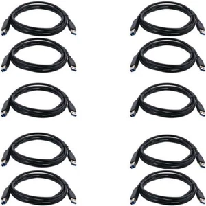 Pack of 10 Cables USB 2.0 Cable A to B M/M - 6 FT For PC, Apple, or Mac. Android - Picture 1 of 3