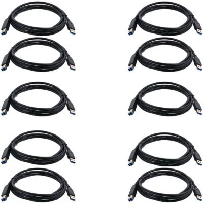 Pack of 10 Cables USB 2.0 Cable A to B M/M - 6 FT For PC, Apple, or Mac. Android - Image 1 of 3