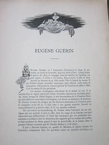 Eugène Guérin - Autographe et Portraits gravés sur bois - 1896 - Imagen 1 de 1