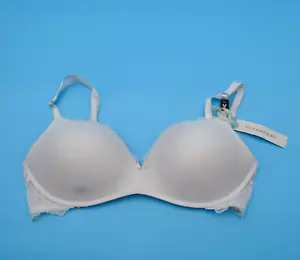 Sujetador push up Victorias Secret 34D blanco acolchado sin alambre encaje flecos lencería - Imagen 1 de 9