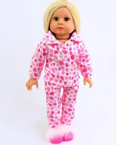 Rosa Herz Satin Pyjama passt 18" American Girl Puppen - Bild 1 von 1