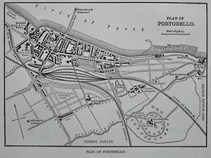 Edinburgh KARTE / PLAN von PORTOBELLO Original viktorianischer Druck um 1881 - Bild 1 von 2