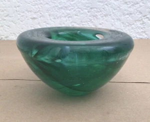 De colección Kosta Boda Anna Ehner Verde Esmeralda Remolino Cuenco Atolón Suecia 4 1/2 Pulgadas - Imagen 1 de 2