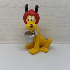 Disney Firefighter Pluto 2.5" Figure/Cake Topper With Pail and Fireman's Hat - Picture 1 of 6