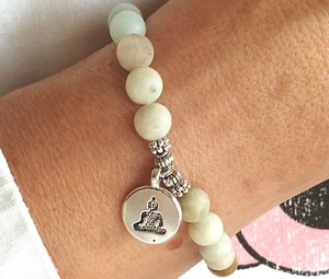 Pulsera chakra de joyería elástica de piedras preciosas naturales amazonita regalo para ella Reino Unido - Imagen 1 de 10