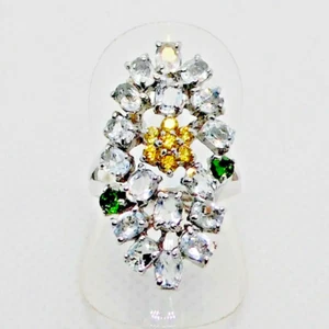 Aquamarin Chromdiopsid Saphir Ring 925 Silber 585 Weißgold vergoldet 17,2 mm 54 - Bild 1 von 5