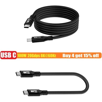 Type C TO USB C 100W 20V 5A 8K Fast Charging stretchable charger Cable 20Gbps - Image 1 of 4