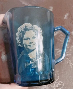 Shirley Temple Cobalt Blue Glass Pitcher Creamer 4.5" Tall - Picture 1 of 3