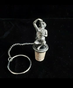 Lustiger griechischer Aristokrat Patrizier Korken Metall Flaschenverschluss mit Kette und Ring - Bild 1 von 10