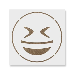 Emoji Grinning Squinting Stencil - Durable & Reusable Mylar Stencils - Picture 1 of 5