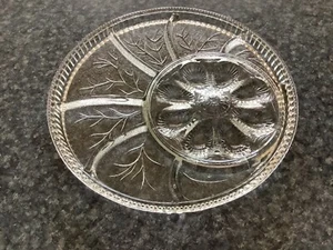 Indiana Glass Leaf Clear Tree of Life Deviled Egg Relish Plate Tray Easter 8-Egg - Picture 1 of 1