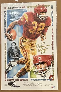 O. J. Simpson AUTO LE 11x17 USC Lithograph Inscribed Heisman 68 PSA #182/320 - Picture 1 of 2