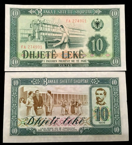 Albania 10 Leke 1976 Banknote World Paper Money UNC Currency Bill Note Cover