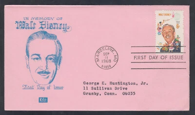 US Stamp #1355 Disney on Rare Kolor Kover FDC, Neatly Addressed - Image 1 of 2