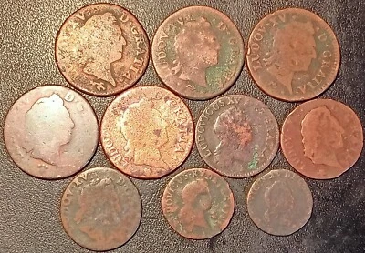 Louis XV - Lot Of X10 Coins: Sols, 1/2 Sols And Liards 1720 To 1772 - Image 1 of 2