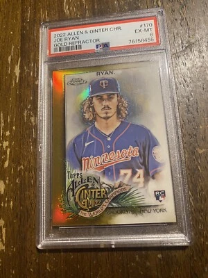 2022 Joe Ryan /50 Gold Topps Allen & Ginter Rookie Card Psa 6 Minnesota Twins - Image 1 of 2