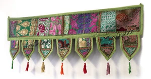 New Embroidery Patchwork Toran Handmade Indian Wall Hanging Vintage Door Valance - Picture 1 of 31