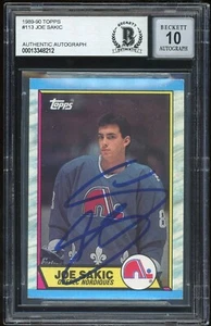Joe Sakic Signed 1989-90 Topps Rookie Card #113 Nordiques BAS Slabbed Auto 10 - Picture 1 of 2