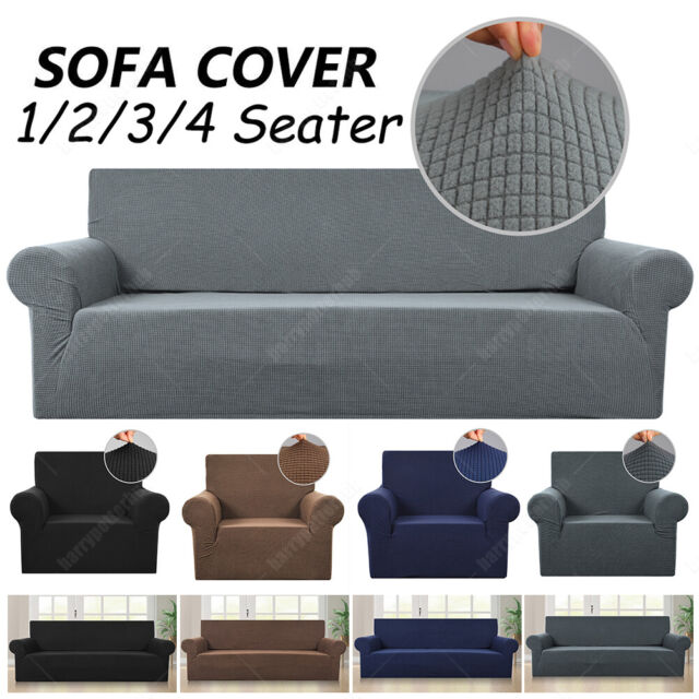 Stretch Elastic, Anti-Wrinkle, Pure Color Slipcover For 1-4 Seater Sofas  For Moving Living Room Furniture (3 Seater, Blue) - Walmart.com