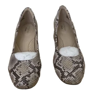 Clark’s ULTIMATE COMFORT Marilyn Leah Pump PYTHON Natural Snake WORN ONCE Sz 7M - Picture 1 of 6