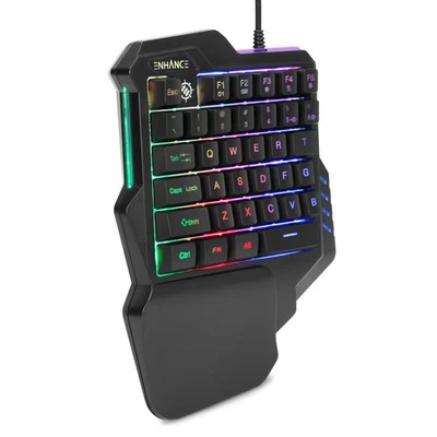 ENHANCE Teclado de una mano Teclado para juegos con LED de 7 colores y teclas programables Foto 1 de 4