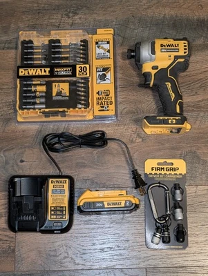DeWalt DCF809 1/4in Impact Driver, Battery, Charger WITH DeWalt 30 Piece Bit Set - Image 1 of 4