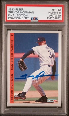 1993 Trevor Hoffman signed ROOKIE card Fleer Final #F-143 PSA 8 AUTO 10 RC Pop 1 - Image 1 of 2