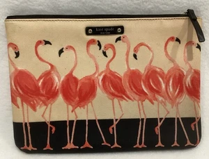 Kate Spade Flamingo Make-up Kosmetik Reißverschluss Tasche 10”x 7” Top - Bild 1 von 4