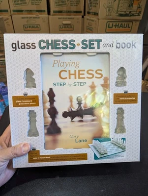 GLASS CHESS Set and BOOK by Mud Puddle 100% COMPLETE 2013 - Image 1 of 4