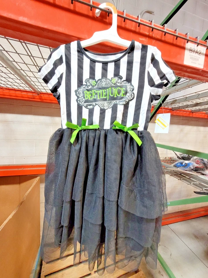 Beetlejuice Black White Striped Tutu Girls Dress XS to XL FREE SHIPPING - Image 1 of 1