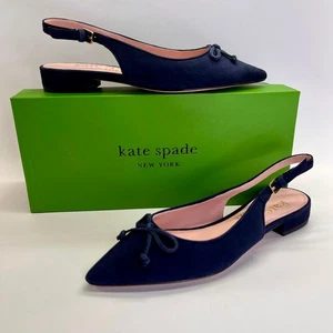 Scarpa Kate Spade Veronica Flat taglia 6B blu navy scamosciata slingback fiocco punta a punta - Foto 1 di 18